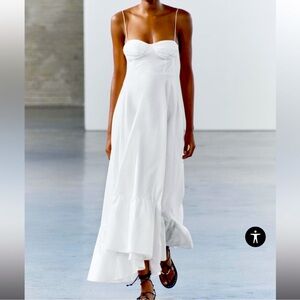 Zara White Corset Midi Dress Beautiful Princess Flowy dresss